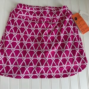 X by GOTTEX Hot Pink & White Geo Golf Tennis Ruffle Hem Skort XS NEW. 1126